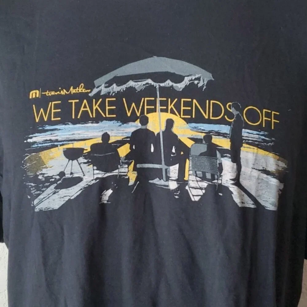 Weekends Off Guys Trip Travis Mathew XL black t-shirt